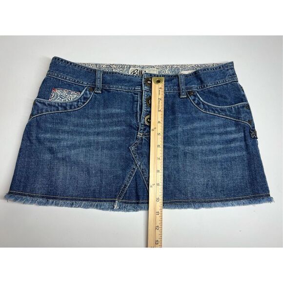 Billabong Denim Embroidered Mini Skirt Size 9 Low Rise - Picture 10 of 12